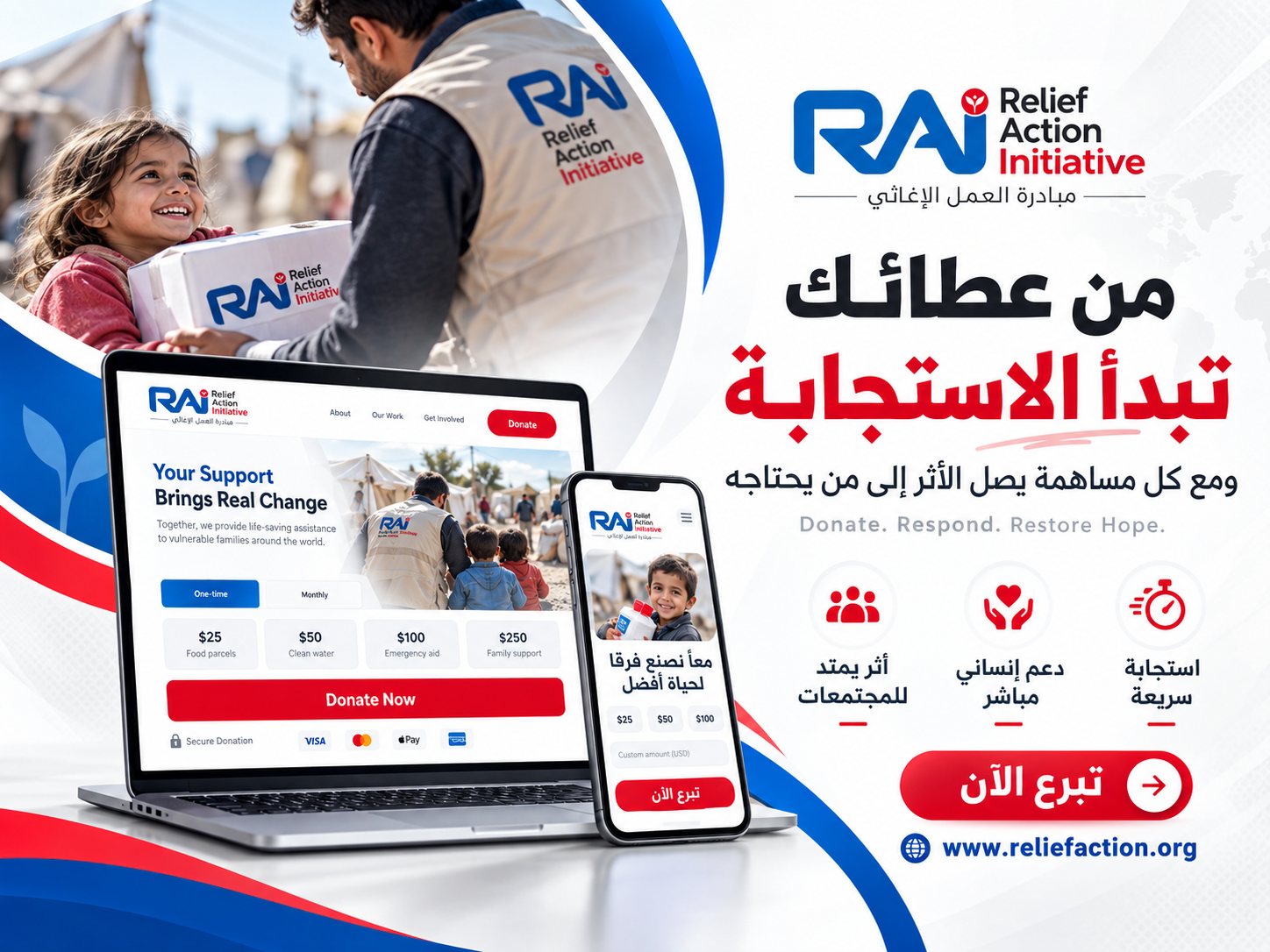من عطائك تبدأ الاستجابة، مبادرة العمل الإغاثي